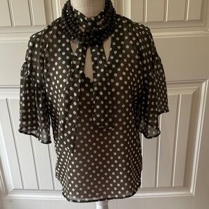Polka Dot Chiffon Blouse NWOT
